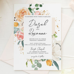 Invitation Mariage Floral Orange Peach