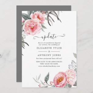 Invitation Mariage floral Pastel Pink et Grey Boho