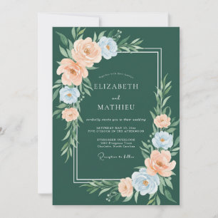 Invitation Mariage Floral Pastel Vert Forêt