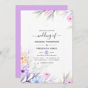 Invitation Mariage floral Pastel Watercolor