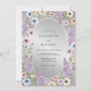 Invitation Mariage Floral Pervenche Embrassant