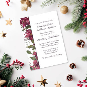 Invitation Mariage floral Poinsettia   Rouge à carlet