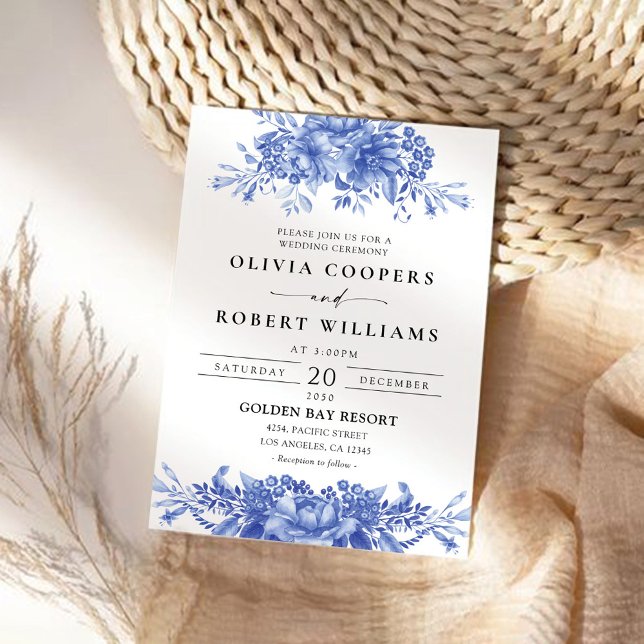 Invitation Mariage Floral Porcelain Floral (Créateur téléchargé)