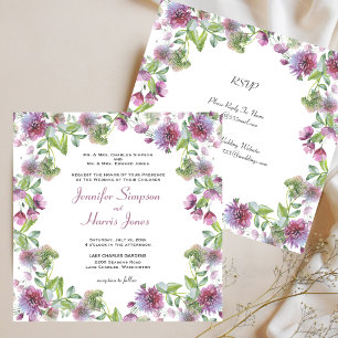 Invitation Mariage floral pourpre doux d'été