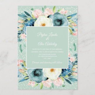 Invitation Mariage floral poussière d'étoiles crème ivoire ro