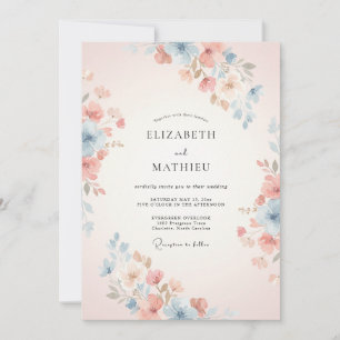 Invitation Mariage Floral Printanier Sublime de Pêche