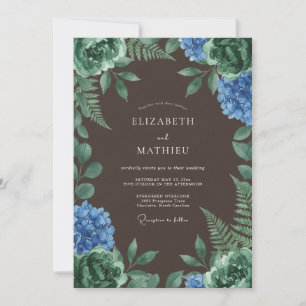 Invitation Mariage Floral Profond en Forêt Verte
