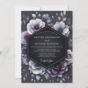 Invitation Mariage Floral Profondement Prune et Maussade
