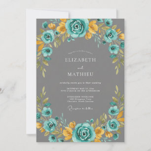 Invitation Mariage Floral Rayonnant Sarcelle