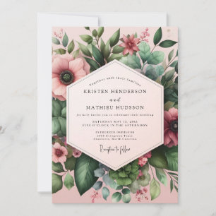 Invitation Mariage Floral Rêve Rose Poussiéreuse