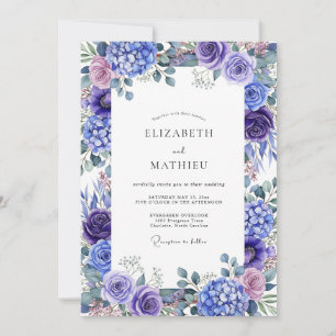 Invitation Mariage Floral Romance Hydrangea Violette