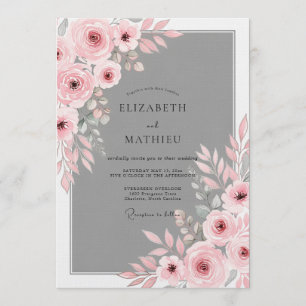 Invitation Mariage Floral Romance Teint de Rose