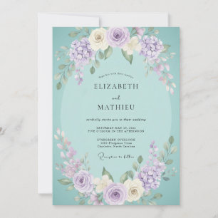 Invitation Mariage Floral Romantique à la Lavande et à la Men