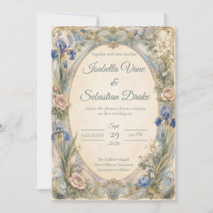 Invitation Mariage Floral Romantique Art Nouveau Éthéré