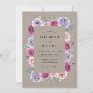 Invitation Mariage Floral Romantique au Lavande Abricot