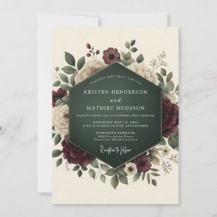 Invitation Mariage Floral Romantique Bourgogne