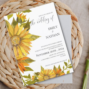 Invitation Mariage floral romantique de tournesol jaune