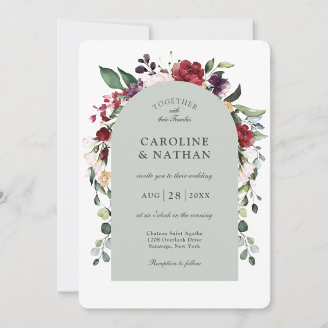 Invitation Mariage floral romantique Dusty Sage Arch (Devant)