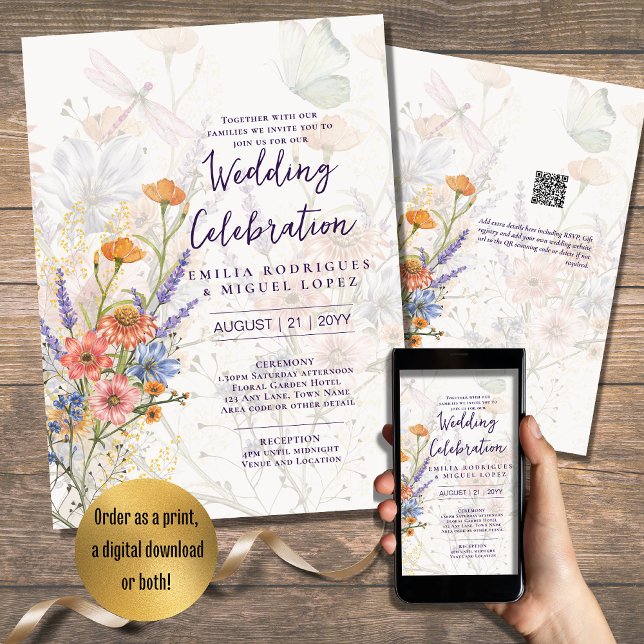Invitation Mariage floral romantique florissant (Créateur téléchargé)