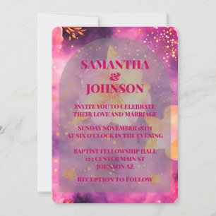 Invitation Mariage floral romantique Magenta Rose