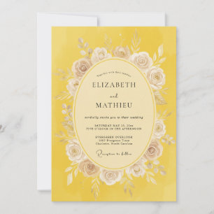 Invitation Mariage Floral Romantique Moutarde