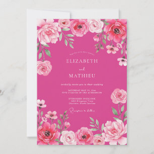 Invitation Mariage Floral Romantique Radiant Fuchsia