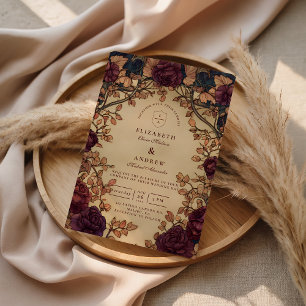 Invitation Mariage Floral Romantique Sombre