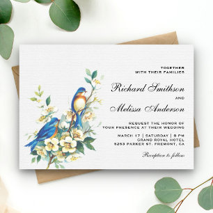 Invitation Mariage Floral Romantique Vintage Oiseaux