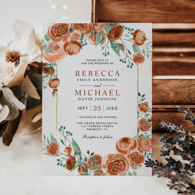 Invitation Mariage Floral Rose  (Créateur téléchargé)