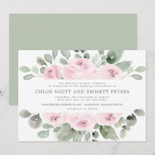 Invitation Mariage Floral rose Boho moderne