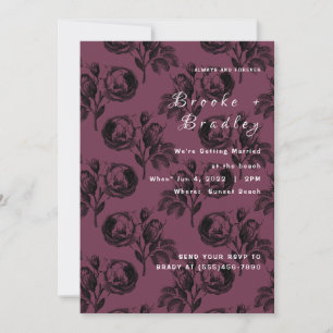 Invitation Mariage Floral Rose Bourgogne