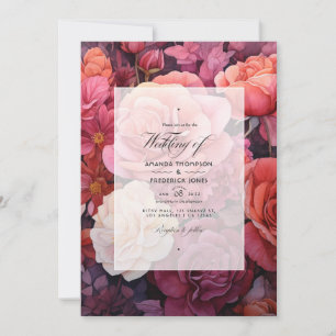 Invitation Mariage Floral Rose Cannelle et Rose Poussiéreuse