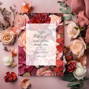 Invitation Mariage Floral Rose Cannelle et Rose Poussiéreuse