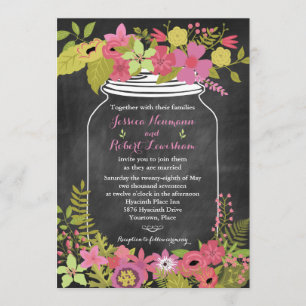Invitation Mariage floral rose de Chalkboard Mason Jar Coral