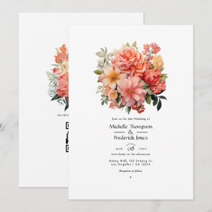 Invitation Mariage Floral Rose et Corail
