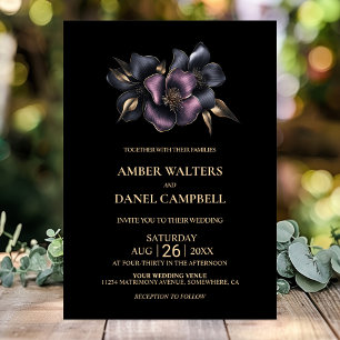 Invitation Mariage floral rose et gris