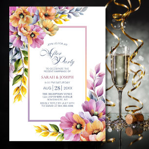 Invitation Mariage floral rose et orange moderne après la fêt