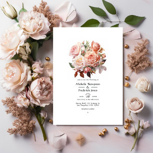 Invitation Mariage Floral Rose Gold et Blush