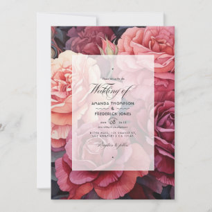 Invitation Mariage Floral Rose Gold et Brun Rose
