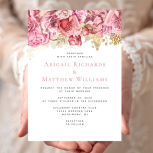 Invitation Mariage Floral Rose Gold Romantique