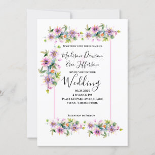 Invitation Mariage floral rose pâle