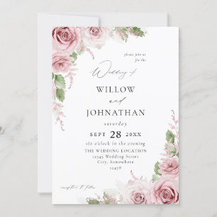 Invitation Mariage floral rose pâle