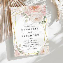 Mariage Floral Rose Pâle Géométrique Or Élégant