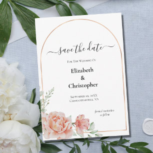 Invitation Mariage floral rose Peach Blush Enregistrer la dat