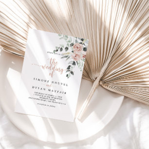 Invitation Mariage Floral Rose Rose Dusty Classique De