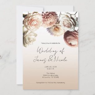 Invitation Mariage floral rose rose pâle