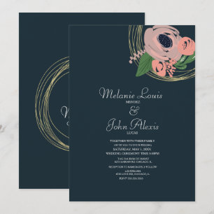 Invitation Mariage floral rose rose pâle de la ceinture d'hui