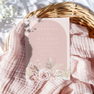 Invitation Mariage floral rose Rose roux
