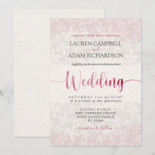 Invitation Mariage floral rose rousse