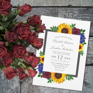 Invitation Mariage floral Rose Tournesol
